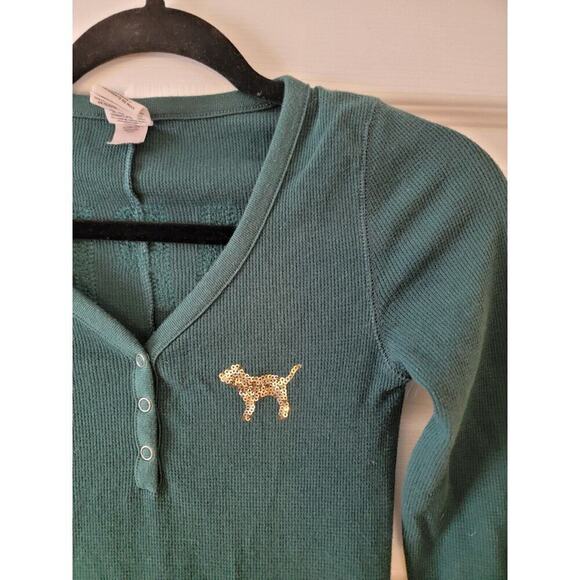 Victorias Secret Pink One piece pajama XS Bling Long Jane Thermal Holla Days - Picture 4 of 10